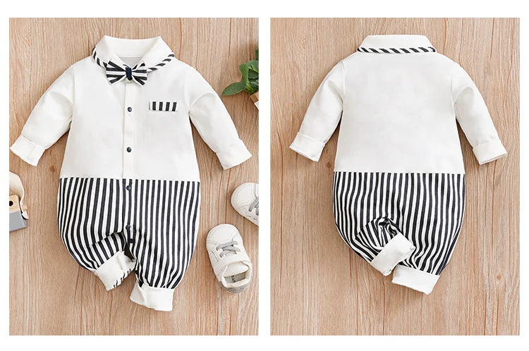 Newborn Clothing Party Gentleman Style Cotton Comfortable And Soft Boys And Girls0-18 SpringAnd AutumnLong Sleeved Baby Bodysuit