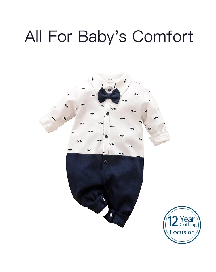 Newborn Clothing Party Gentleman Style Cotton Comfortable And Soft Boys And Girls0-18 SpringAnd AutumnLong Sleeved Baby Bodysuit
