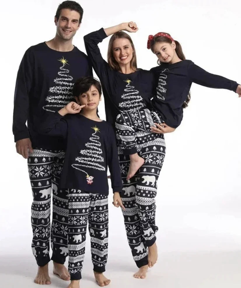 Christmas Family Matching Pajamas Set 2025 Mom Dad Kids Elk Print 2Pcs Clothes Baby Romper Family Look Soft Sleepwear Xmas Gift