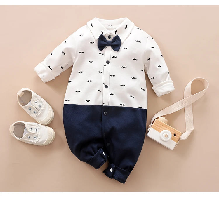 Newborn Clothing Party Gentleman Style Cotton Comfortable And Soft Boys And Girls0-18 SpringAnd AutumnLong Sleeved Baby Bodysuit