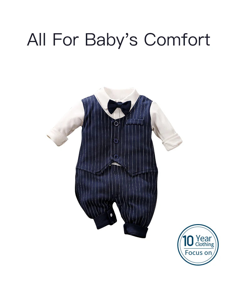 Newborn Clothing Party Gentleman Style Cotton Comfortable And Soft Boys And Girls0-18 SpringAnd AutumnLong Sleeved Baby Bodysuit
