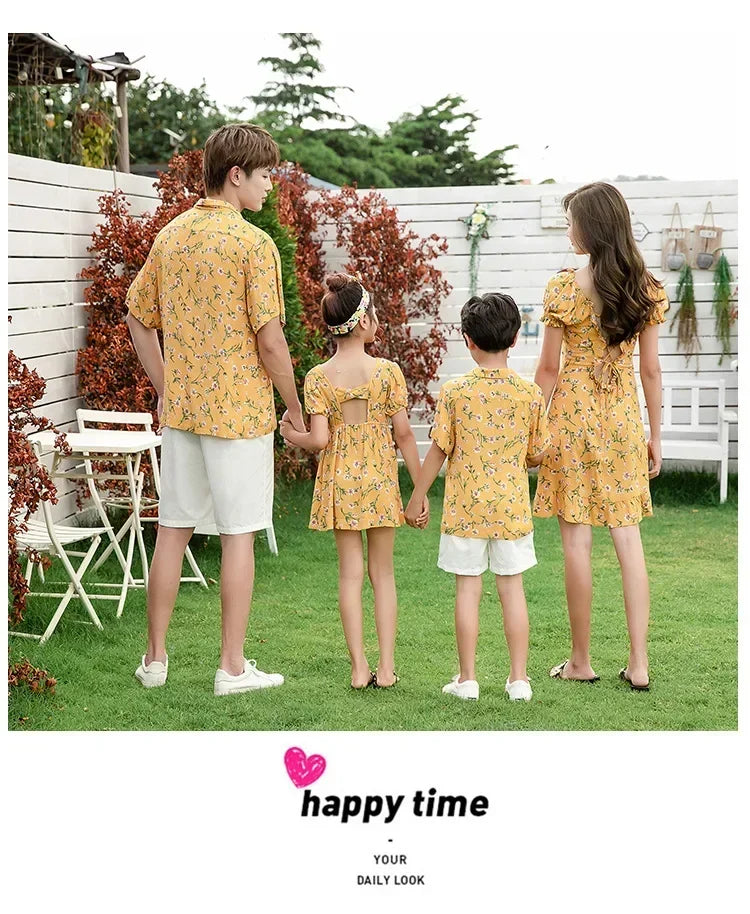 Family Parent Child Clothes Set Look Vacation Clothing FatherResort Floral Dress and Son Baby Beach Shirts Sets Mother Daughter