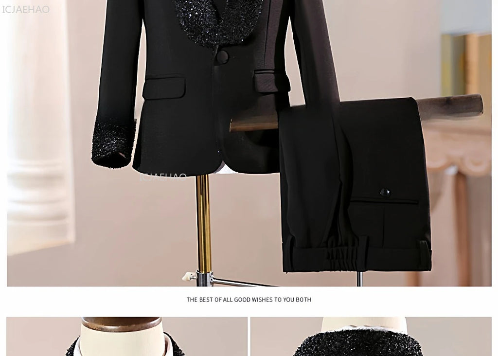 2026 Fashion Kids Boys Suit Set Blazer Outfit Children Performance GownCelebration Formal Wear Clothes Birthday Party Evening