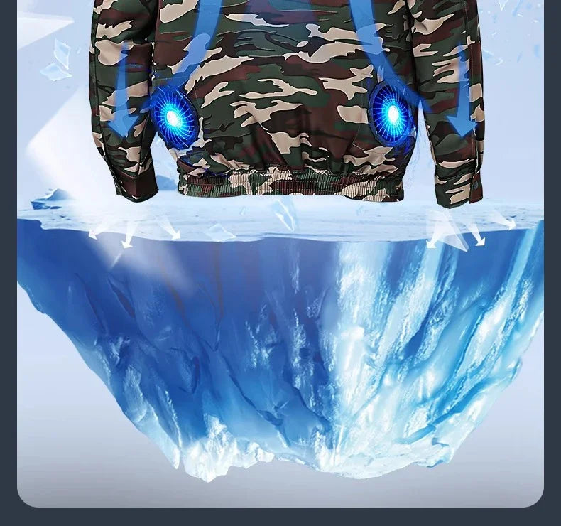 Summer heatstroke fan air conditioner clothing outdoor work clothing with fan refrigeration