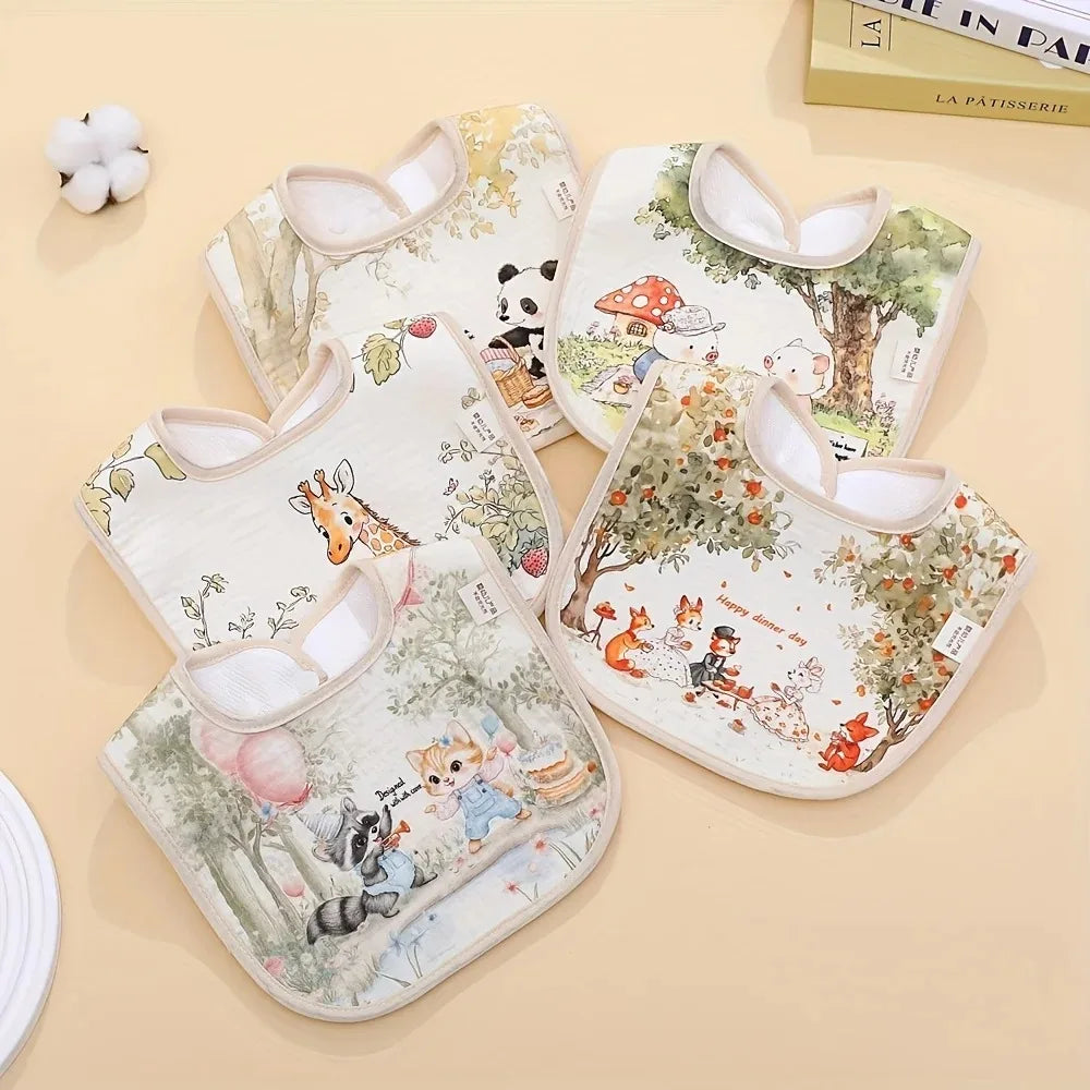 New Cotton Baby Bibs Waterproof Adjustable Neck Burp Clothes Absorbent Washable Saliva Towels for Girls Boys