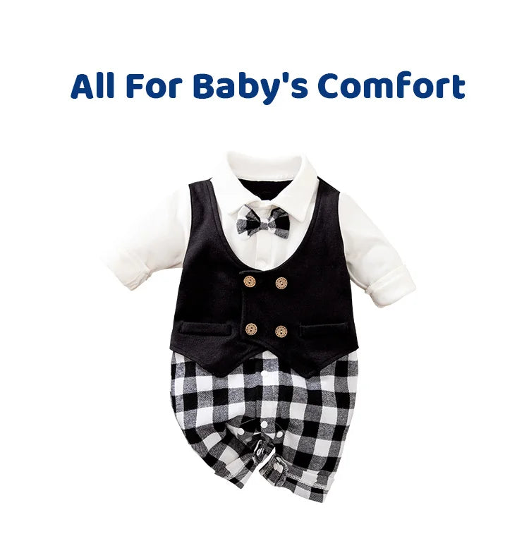 Newborn Clothing Party Gentleman Style Cotton Comfortable And Soft Boys And Girls0-18 SpringAnd AutumnLong Sleeved Baby Bodysuit