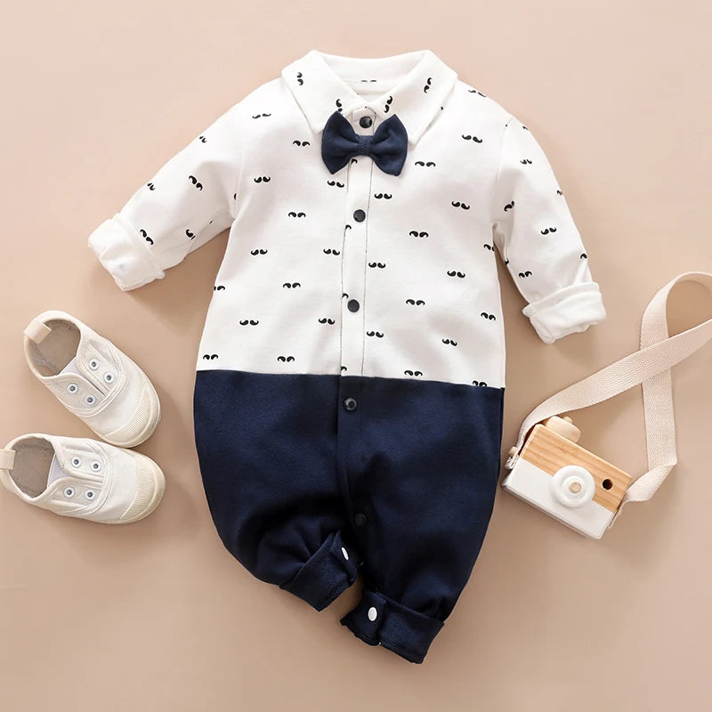 Newborn Clothing Party Gentleman Style Cotton Comfortable And Soft Boys And Girls0-18 SpringAnd AutumnLong Sleeved Baby Bodysuit