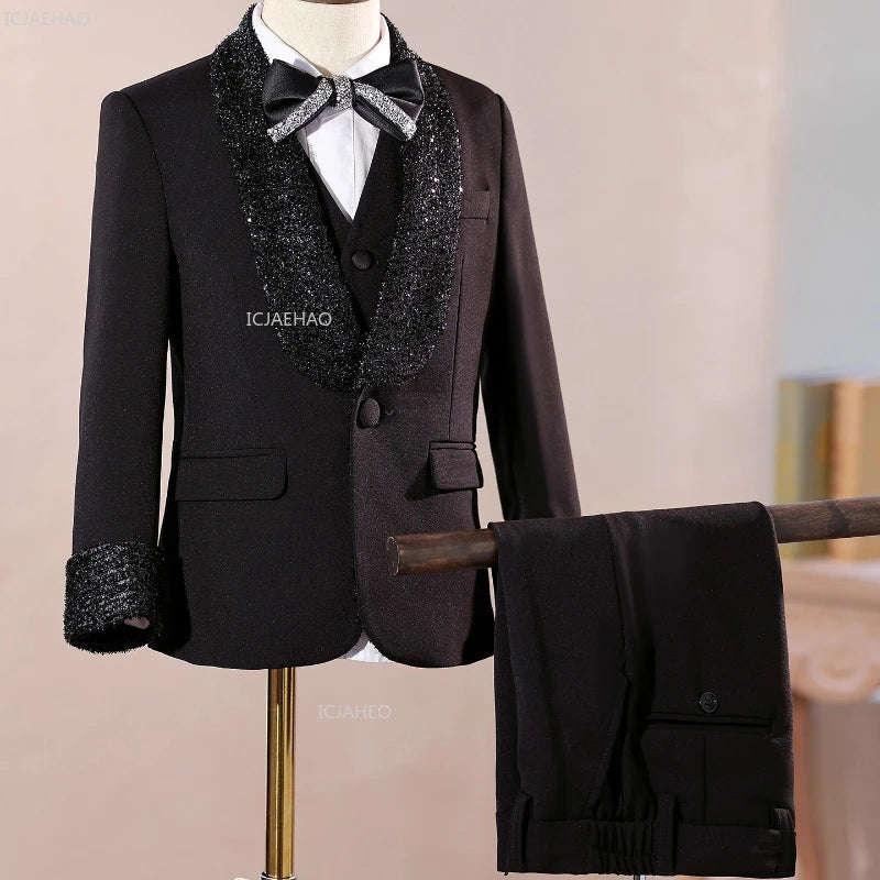 2026 Fashion Kids Boys Suit Set Blazer Outfit Children Performance GownCelebration Formal Wear Clothes Birthday Party Evening