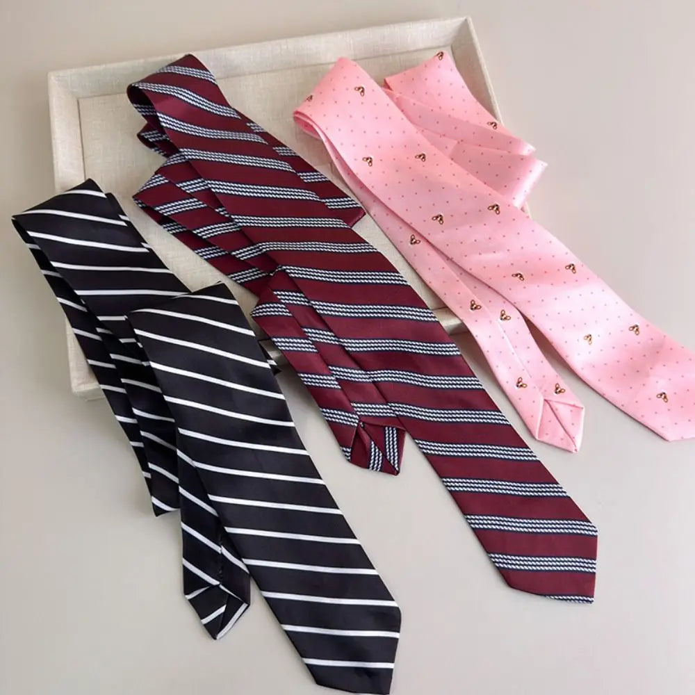 Clothing Decoration Korean Striped Tie Stripe Printed Shirt Tie Decoration Y2K Retro JK Uniform Necktie Daily