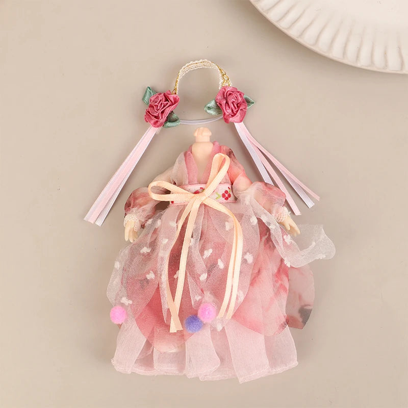 **1pc 16CM Chinese Style Doll Hanfu Clothing Dress Doll Ancient Costume Gown Dolls Clothes Accessories Dress Up Toys  For Girls"