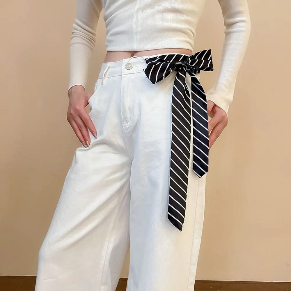 Clothing Decoration Korean Striped Tie Stripe Printed Shirt Tie Decoration Y2K Retro JK Uniform Necktie Daily