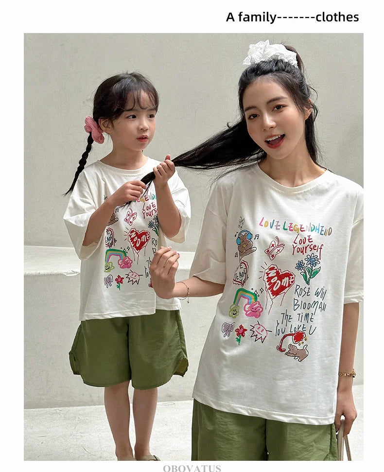 Family Clothing Set Couple Kids Clothes Summer Set Men Boy Women Girls Clothing Outfit Family Look Mommy and Me Matching Costume