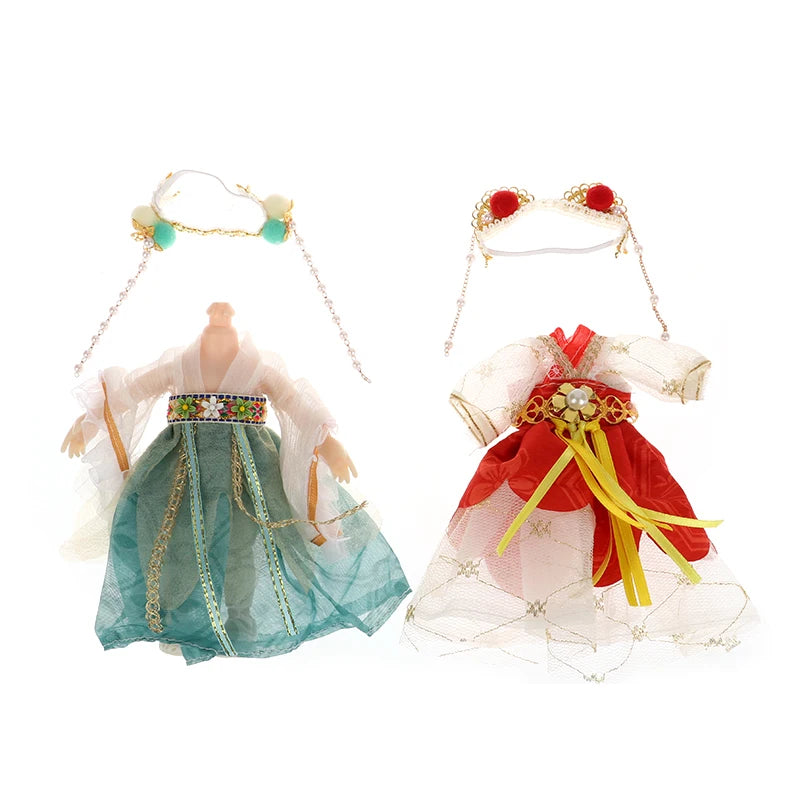 **1pc 16CM Chinese Style Doll Hanfu Clothing Dress Doll Ancient Costume Gown Dolls Clothes Accessories Dress Up Toys  For Girls"