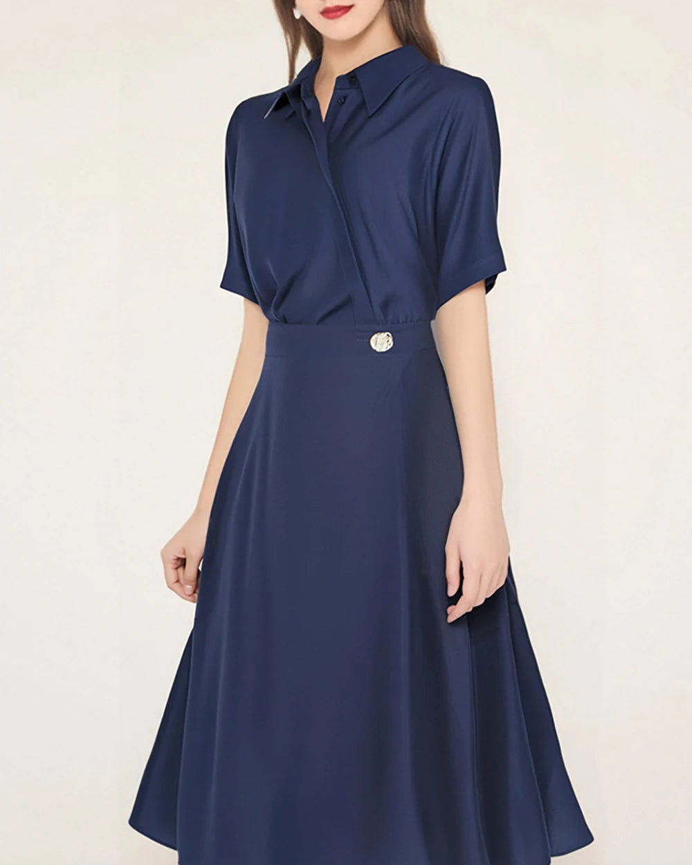 Women Shirt Dress Fashion High-End Elegant Temperament New Style commute Ladies Professional Long Skirt Suit Suitable for party