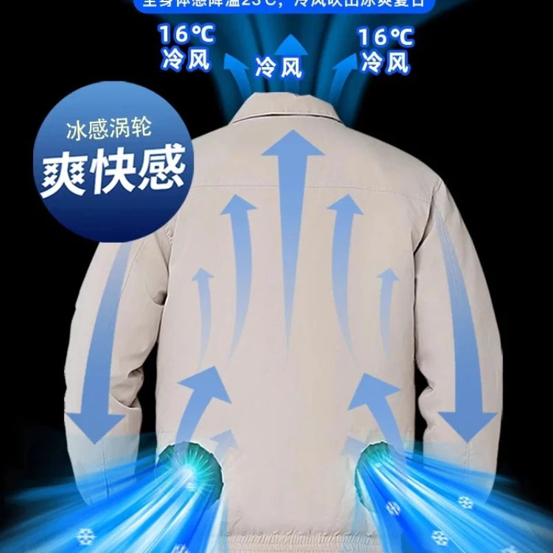 Summer heatstroke fan air conditioner clothing outdoor work clothing with fan refrigeration