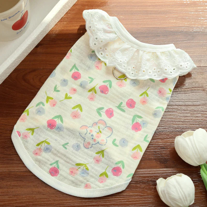 Puppy Shirts Thin Cooling Dog Clothes Pet Spring Summer Cartoon Dog Vest Soft Breathable Cat Clothing Chihuahua T Shirt for Dogs