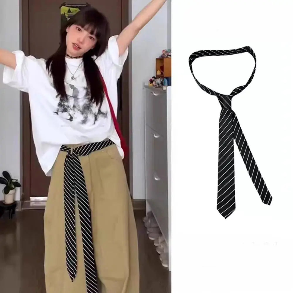 Clothing Decoration Korean Striped Tie Stripe Printed Shirt Tie Decoration Y2K Retro JK Uniform Necktie Daily