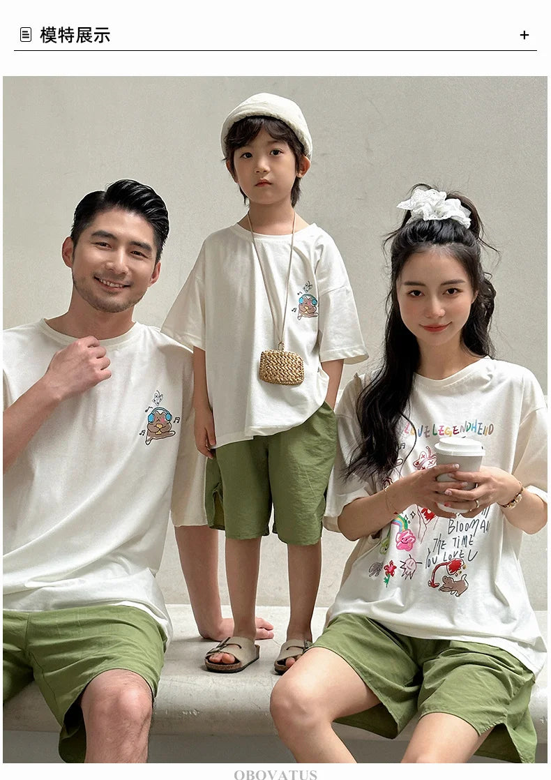 Family Clothing Set Couple Kids Clothes Summer Set Men Boy Women Girls Clothing Outfit Family Look Mommy and Me Matching Costume