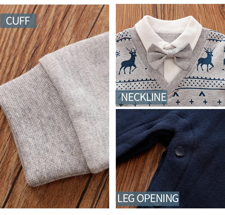Newborn Clothing Party Gentleman Style Cotton Comfortable And Soft Boys And Girls0-18 SpringAnd AutumnLong Sleeved Baby Bodysuit