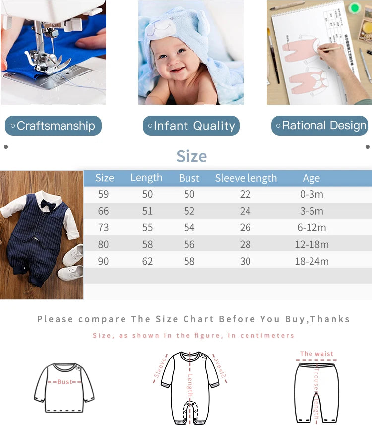 Newborn Clothing Party Gentleman Style Cotton Comfortable And Soft Boys And Girls0-18 SpringAnd AutumnLong Sleeved Baby Bodysuit
