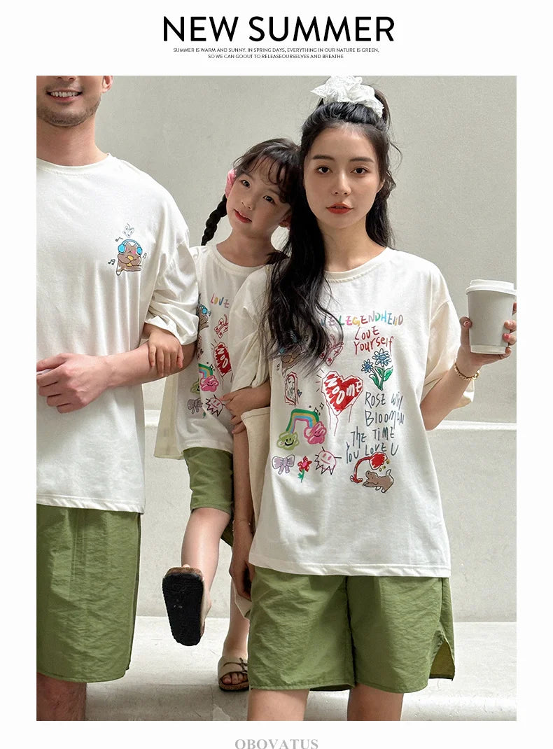 Family Clothing Set Couple Kids Clothes Summer Set Men Boy Women Girls Clothing Outfit Family Look Mommy and Me Matching Costume
