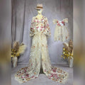 Don&Judy Mom And Daughter Woman Dress Two Pieces Set V Neck Front Silt Gown Maternity Woman Clothing For Photo Shoot