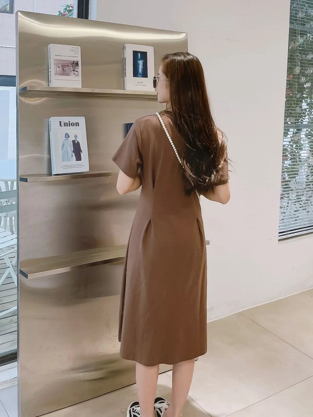 2025 New Korean Family Clothing Summer Fashion Solid Color Printed Love Mother and Daughter Short Sleeve Casual Dress