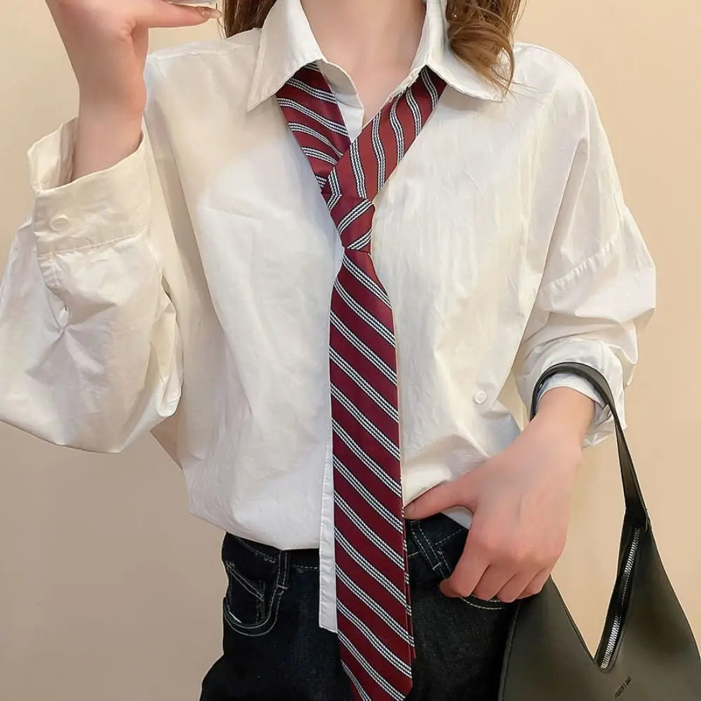 Clothing Decoration Korean Striped Tie Stripe Printed Shirt Tie Decoration Y2K Retro JK Uniform Necktie Daily