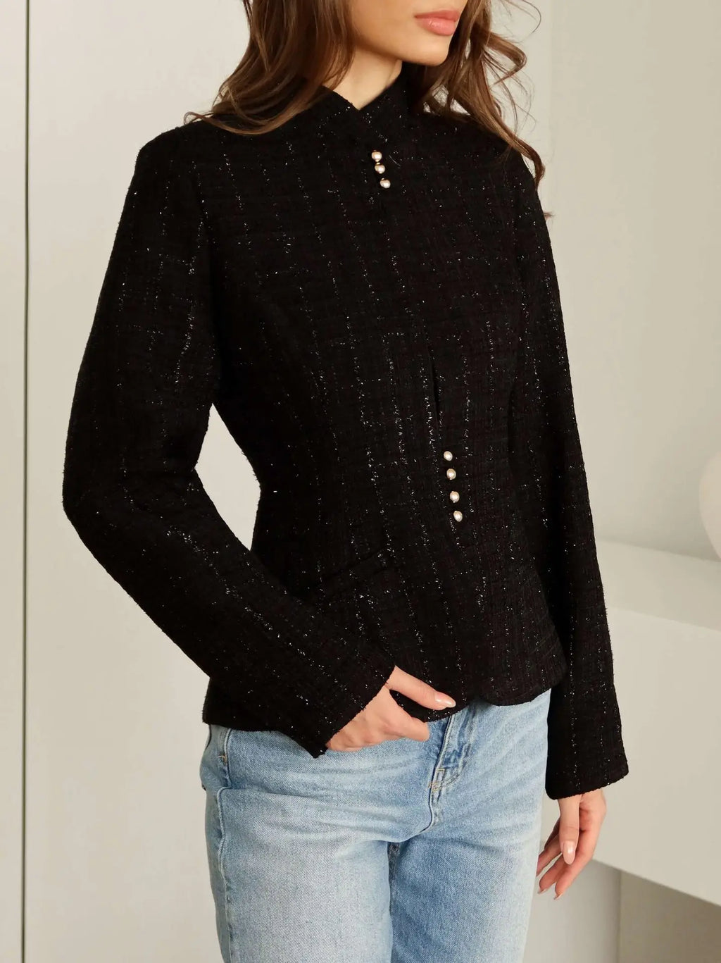 Women's Clothing 2026 Spring New Temperament Stand-up Collar Design Sense Slim Casual Suit Small Blazer