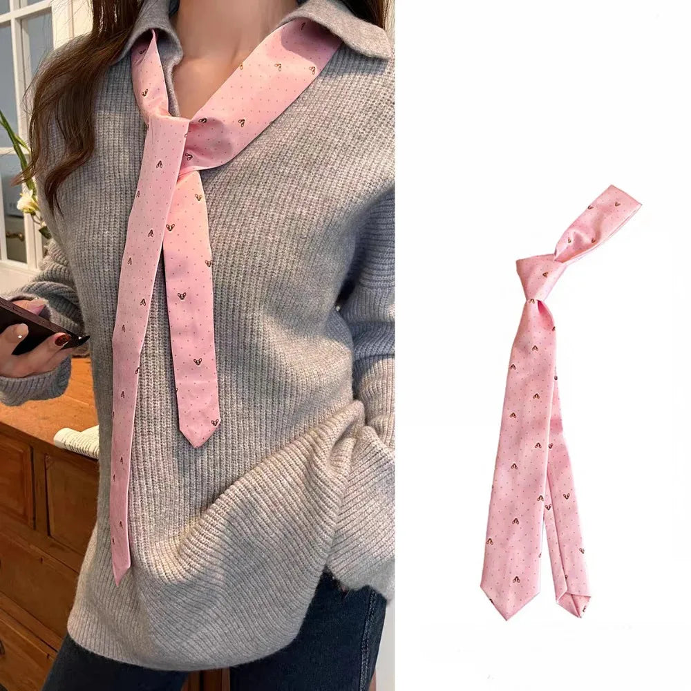 Clothing Decoration Korean Striped Tie Stripe Printed Shirt Tie Decoration Y2K Retro JK Uniform Necktie Daily