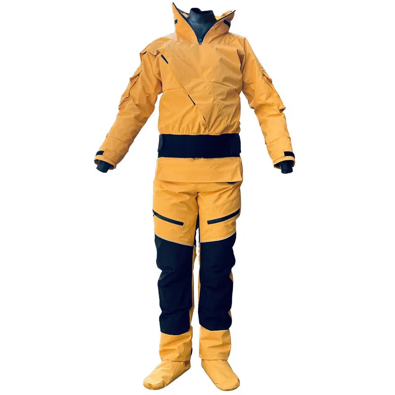 Front Entry Waterproof Full Drysuit Detachable Hooded Dry Suit Clothing for Kayaking Paddling Rafting Canoeing Sailling Kitesurf