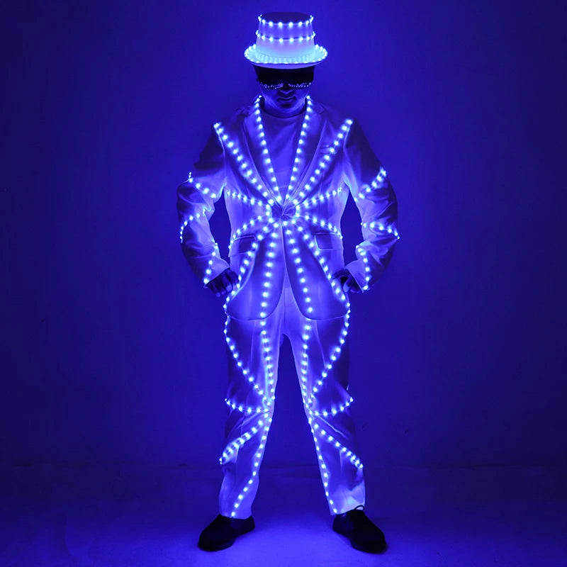Full Color LED Suit Costumes Clothes Lights Glowing Stage Dance Performance Show Dress Luminous Light Up Clothing For Night Club