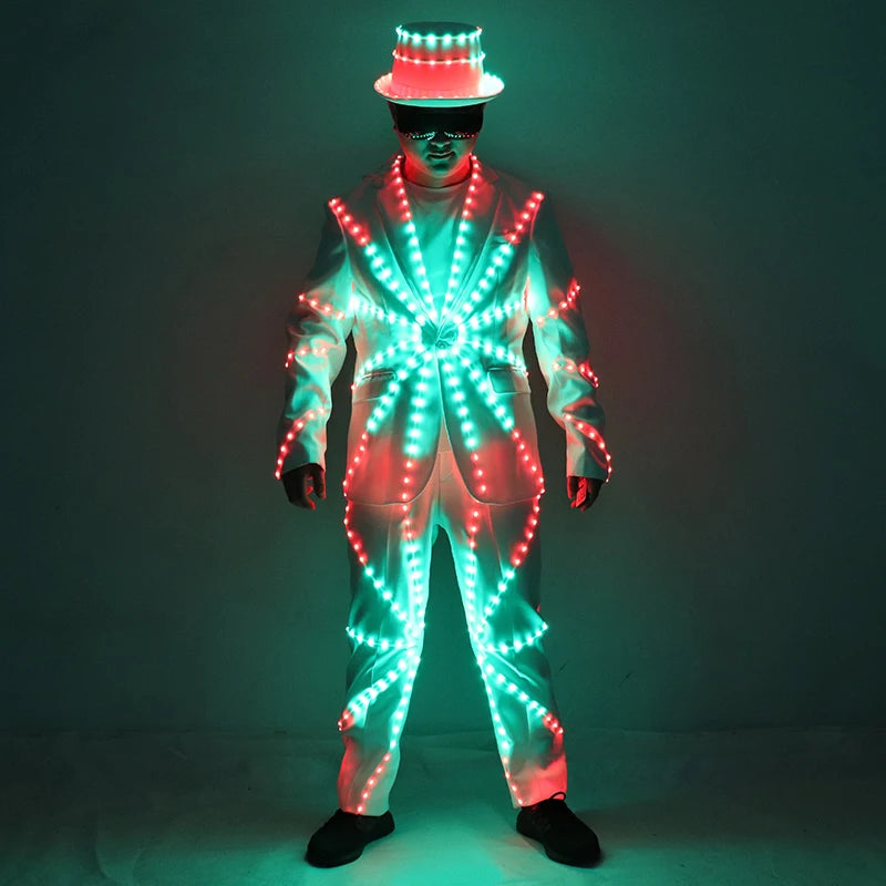 Full Color LED Suit Costumes Clothes Lights Glowing Stage Dance Performance Show Dress Luminous Light Up Clothing For Night Club
