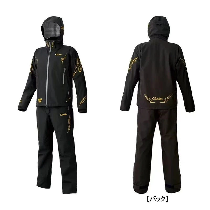 Gamakatsu Fishing Clothing Thin Three-layer Rubber Windproof Rainproof Jacket Rock Fishing Coat Overalls Two-piece Set GM-3772