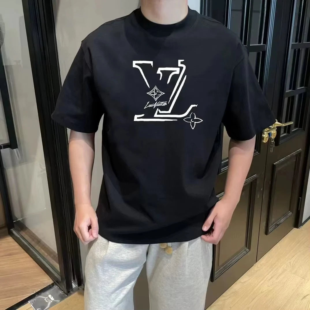 Men's and Women's Parent-child Clothing New Cotton Breathable Printing T-shirt Men's and Women's Crew Neck T-shirt Breathable.