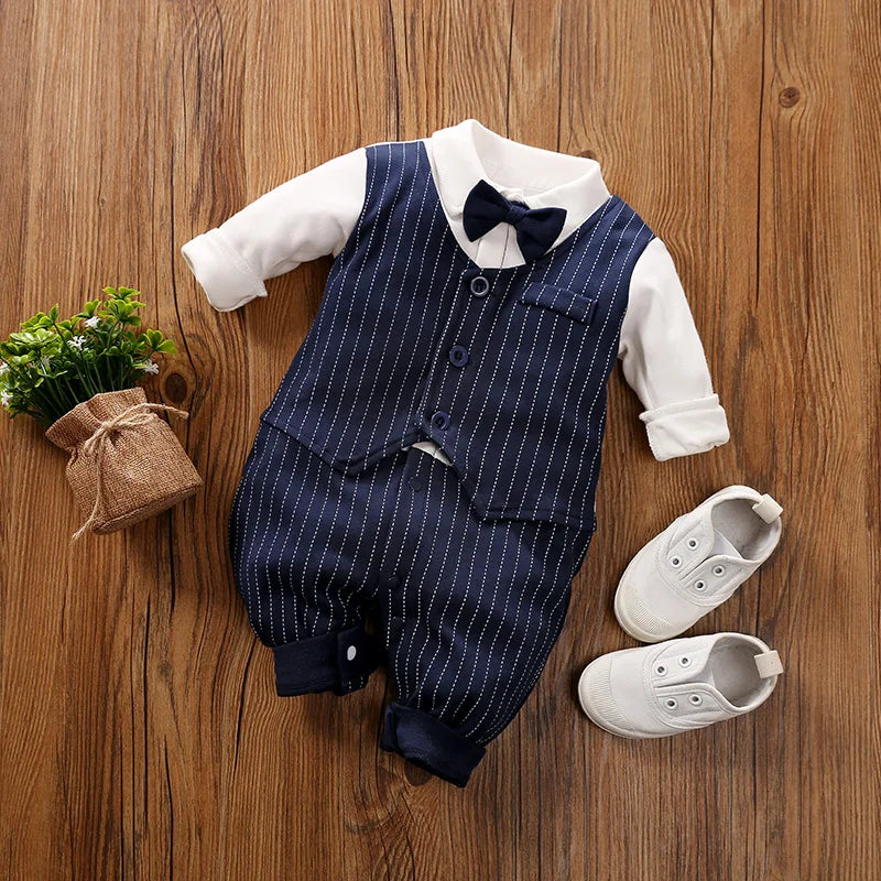 Newborn Clothing Party Gentleman Style Cotton Comfortable And Soft Boys And Girls0-18 SpringAnd AutumnLong Sleeved Baby Bodysuit