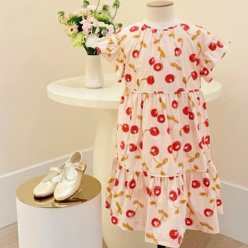 Children's Clothing In Stock Fashion Printed Girls Dress 26 Summer Knit Tee Shirt and Skirts Princess Tutu Dress Clothes Sets