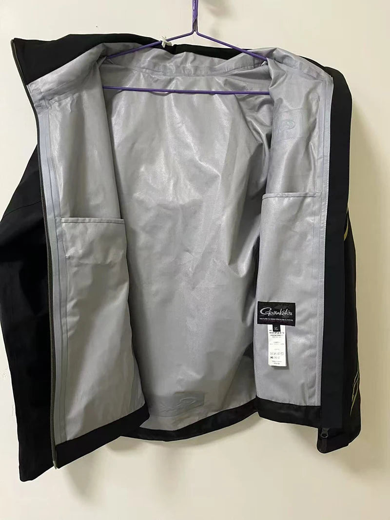 Gamakatsu Fishing Clothing Thin Three-layer Rubber Windproof Rainproof Jacket Rock Fishing Coat Overalls Two-piece Set GM-3772