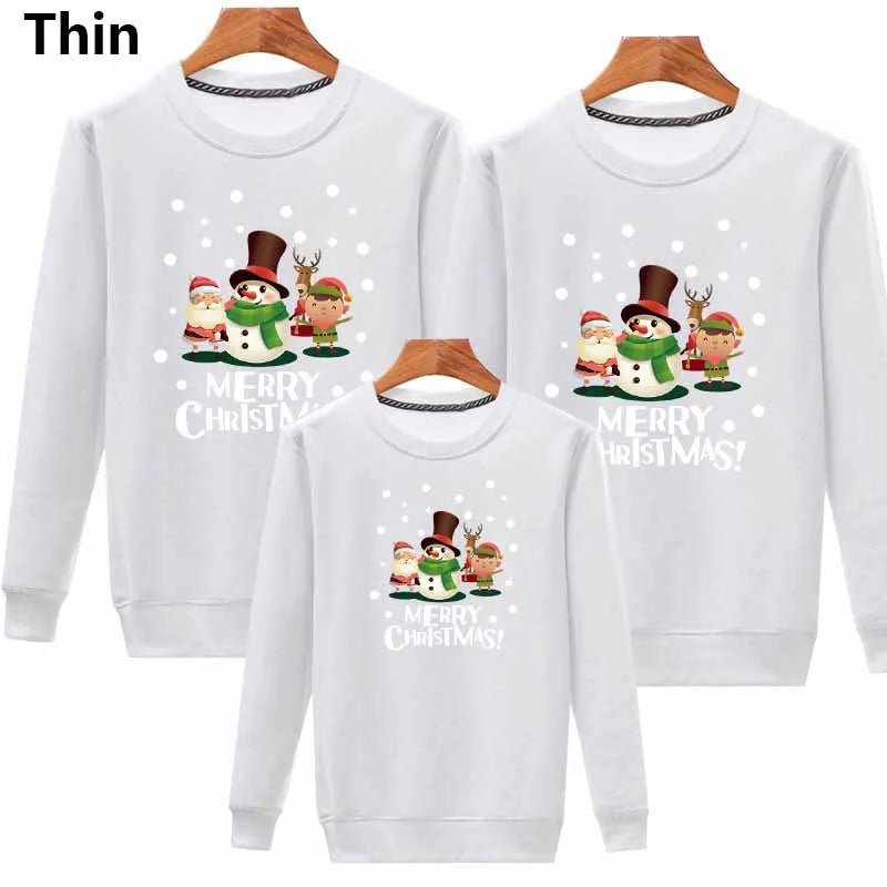 Family Matching Clothing Christmas Mother Daughter Warm Sweatshirt Father Son Cartoon Tops Autumn Winter Padded Thickened Clothe