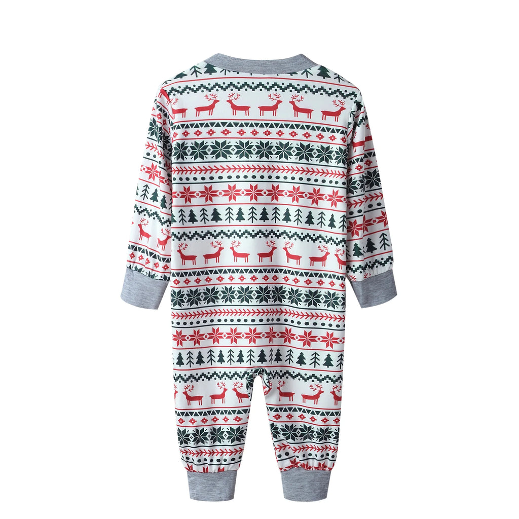 Christmas Family Matching Pajamas Set 2025 Mom Dad Kids Elk Print 2Pcs Clothes Baby Romper Family Look Soft Sleepwear Xmas Gift