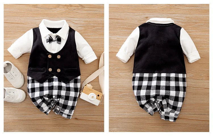Newborn Clothing Party Gentleman Style Cotton Comfortable And Soft Boys And Girls0-18 SpringAnd AutumnLong Sleeved Baby Bodysuit