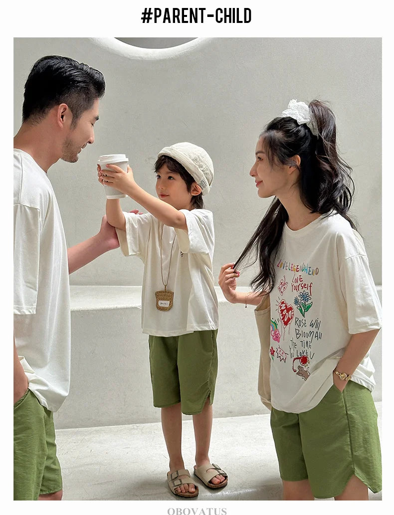 Family Clothing Set Couple Kids Clothes Summer Set Men Boy Women Girls Clothing Outfit Family Look Mommy and Me Matching Costume