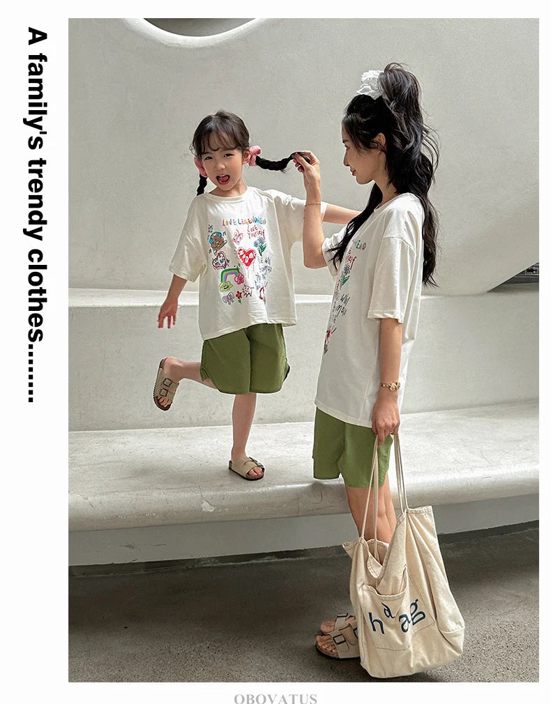 Family Clothing Set Couple Kids Clothes Summer Set Men Boy Women Girls Clothing Outfit Family Look Mommy and Me Matching Costume