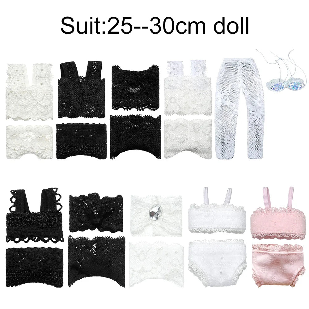 1Set Sexy Pajamas Colorful Clothing Underwear Lingerie Bra Dress Lace Homewear Accessories Clothes for Doll DIY Toy