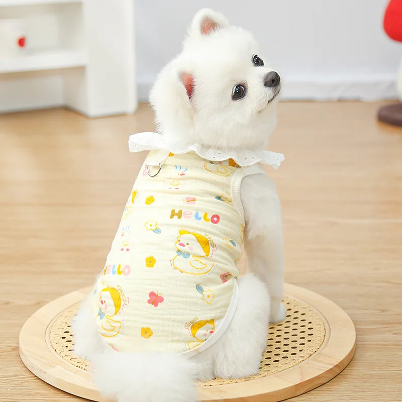 Puppy Shirts Thin Cooling Dog Clothes Pet Spring Summer Cartoon Dog Vest Soft Breathable Cat Clothing Chihuahua T Shirt for Dogs