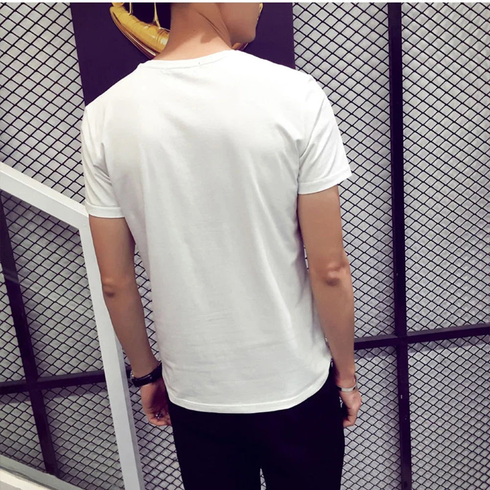 Men Cotton T-Shirt Loose Oversize Tshirt Casual Breathable Short Sleeve Round Neck Sport T-shirts Gym Fitness Running Sportswear