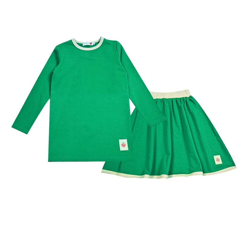Family matching clothes summer collection girl dress boy top tee shirt baby set girl skirt green children cotton clothing outfit